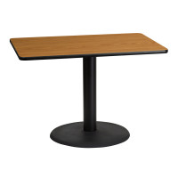 Flash Furniture XU-NATTB-3042-TR24-GG 42" Rectangular Natural Laminate Table Top with Base